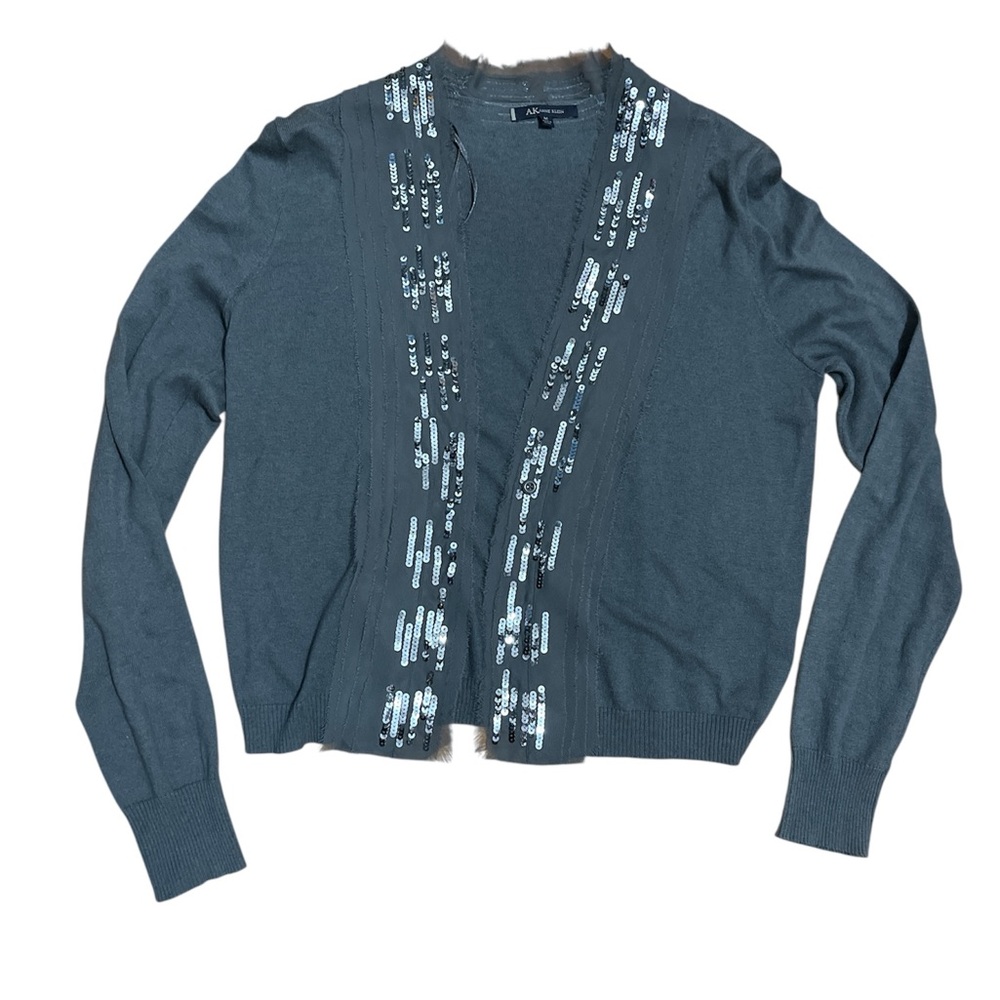 Anne Klein Charcoal Cardigan with Sequin Accents
